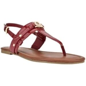 Women’s new Sz 10 red patent leather flat thong flat casual luxury sandals